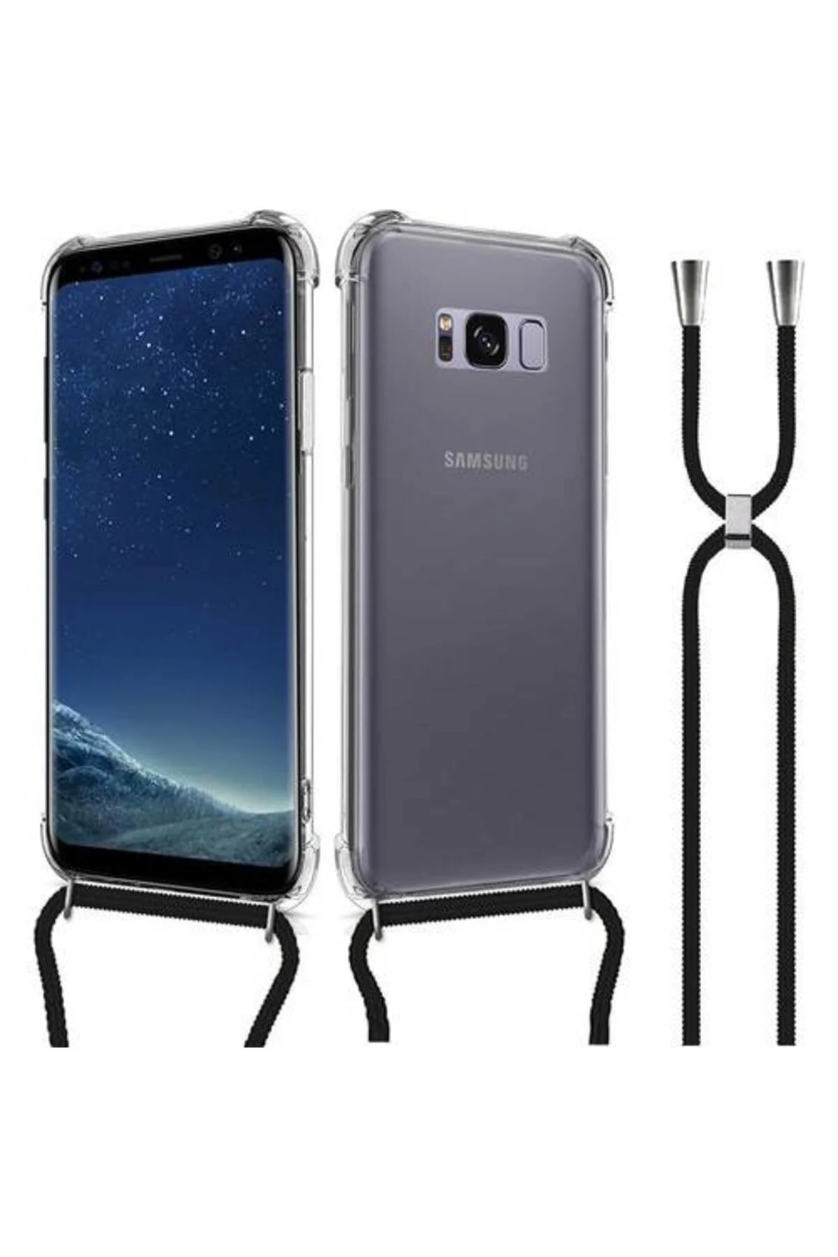 Samsung Galaxy S8 Askılı İpli Şeffaf Tank Kılıf