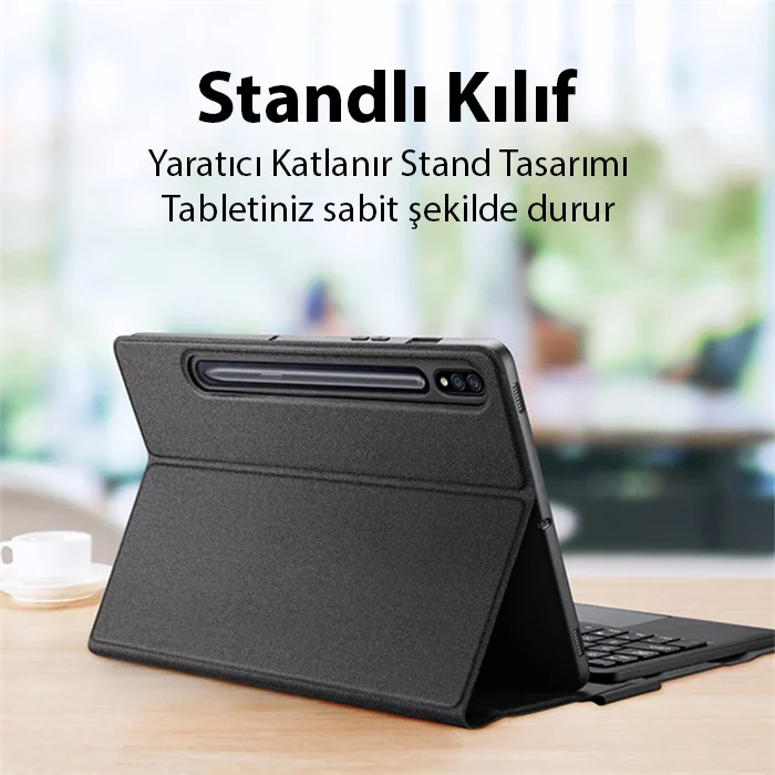 Samsung Galaxy Tab S8/S7 Bluetooth Klavyeli Touchpadlı Kılıf - Laptop Konforunda Tablet Deneyimi