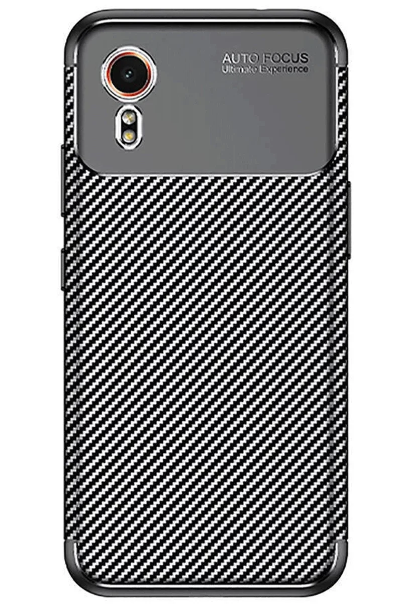 Samsung Galaxy XCover 7 Kılıf Auto Focus Karbon Kapak - Siyah Samsung Galaxy XCover 7 Kılıf Auto Focus Karbon Kapak - Siyah