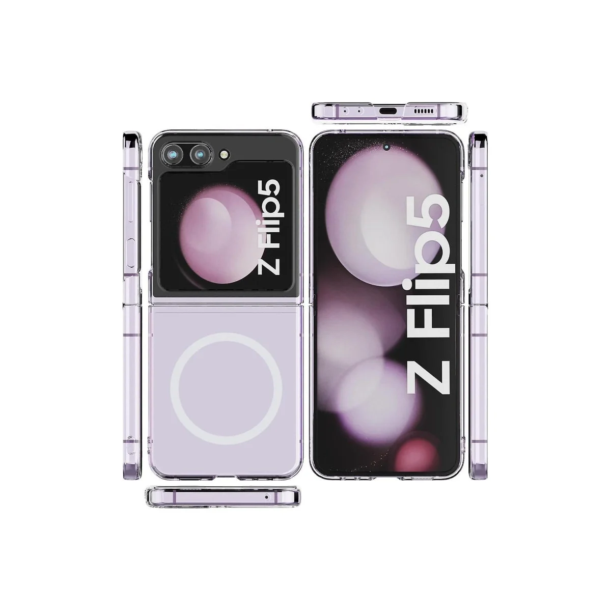 Samsung Galaxy Z Flip 5 Kılıf Magneticsafe Şeffaf Silikon - Şeffaf Samsung Galaxy Z Flip 5 Kılıf Magneticsafe Şeffaf Silikon - Şeffaf