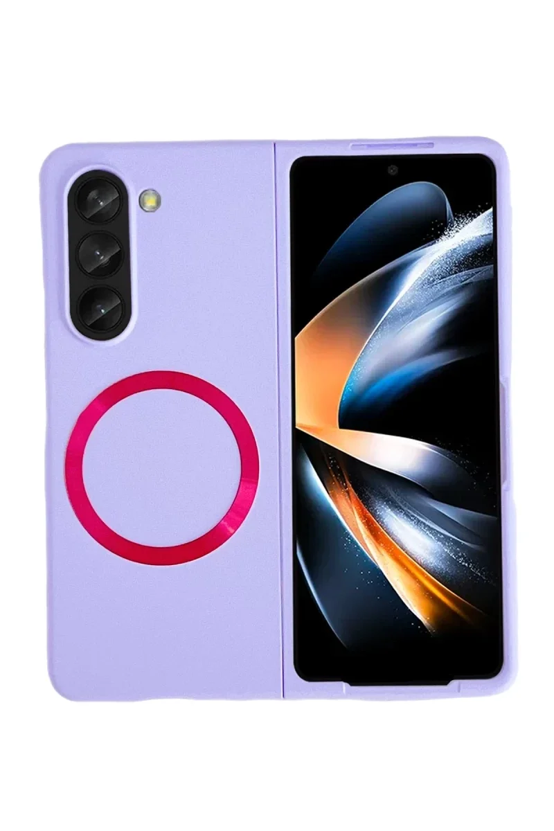Samsung Galaxy Z Fold 5 Kılıf Mata Fold Kapak - Lila Samsung Galaxy Z Fold 5 Kılıf Mata Fold Kapak - Lila