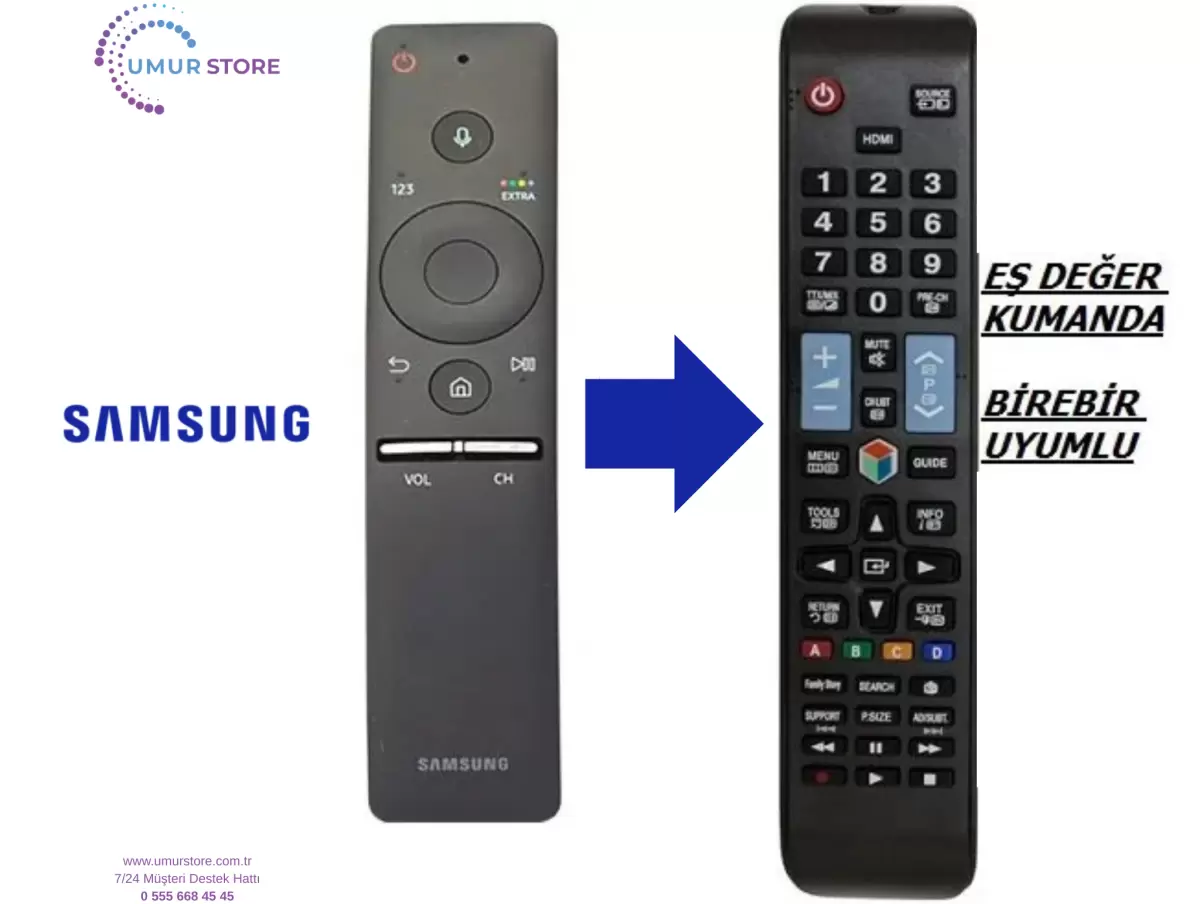Samsung İle Uyumlu 55RU7400 Yedek Kumandası