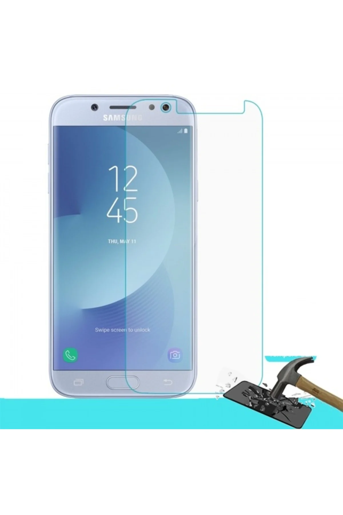 Samsung J5 2016 Uyumlu Tam Kaplayan Kırılmaz Cam Seramik Ekran Koruyucu Film Jelatin