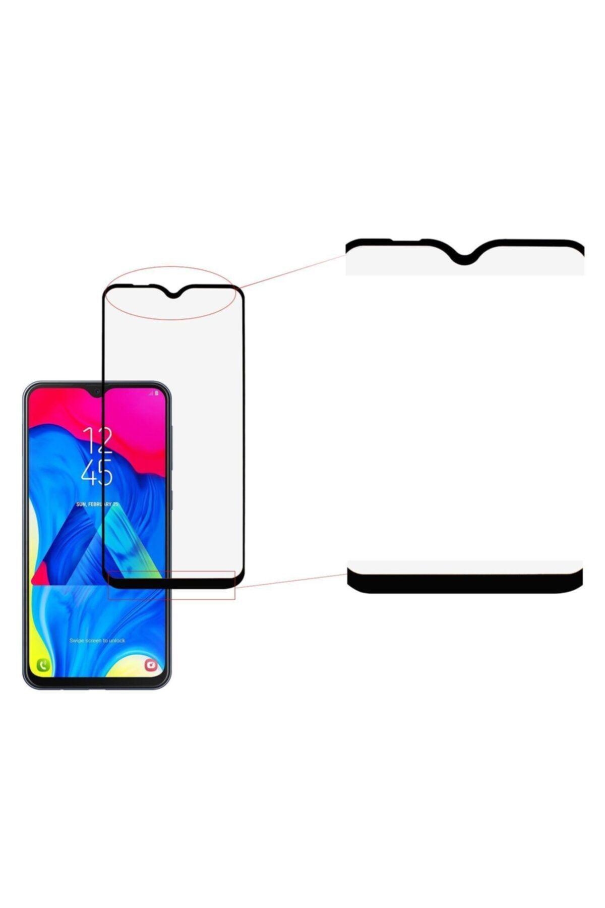 Samsung M10s Siyah Ekran Koruyucu Cam