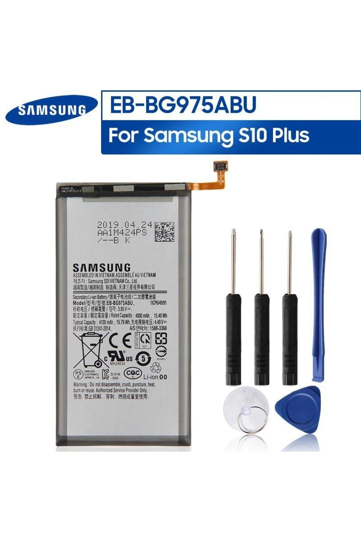 Samsung S10 Plus EB-BG975ABU Batarya Pil ve Tamir Set (Servis)