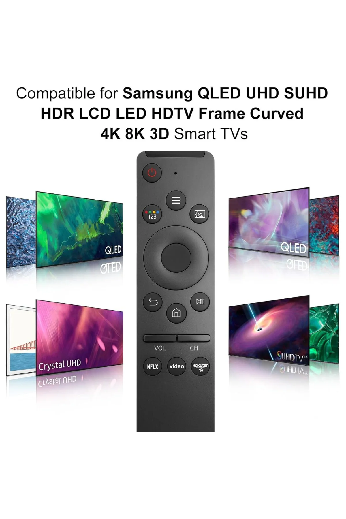 Samsung TV için evrensel uzaktan kumanda, yedek uzaktan Samsung TV QLED UHD SUHD HDR LCD