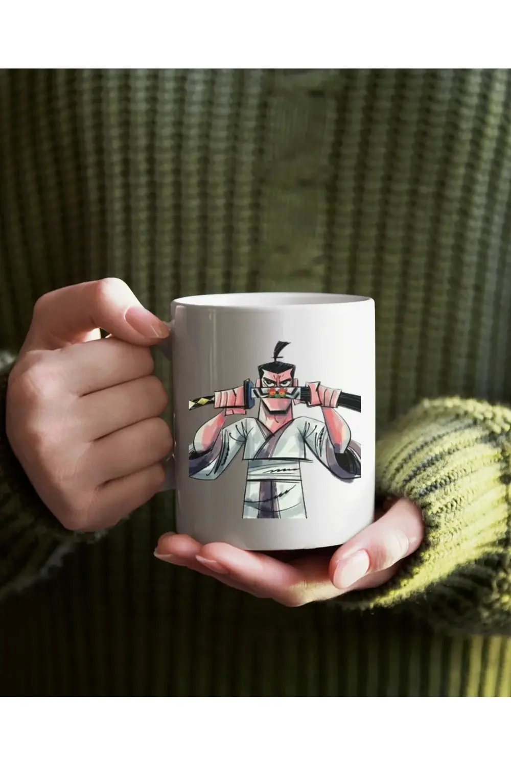 Samurai Jack Tasarım Kupa Bardak - 300 ml Porselen - Baskılı Kahv