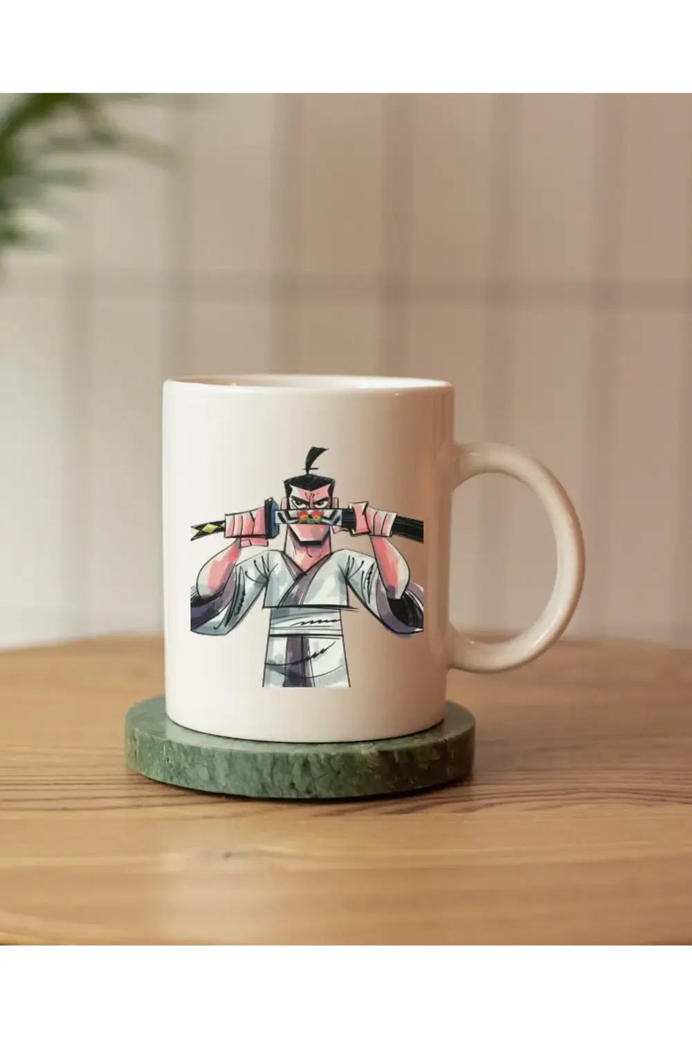 Samurai Jack Tasarım Kupa Bardak - 300 ml Porselen - Baskılı Kahv