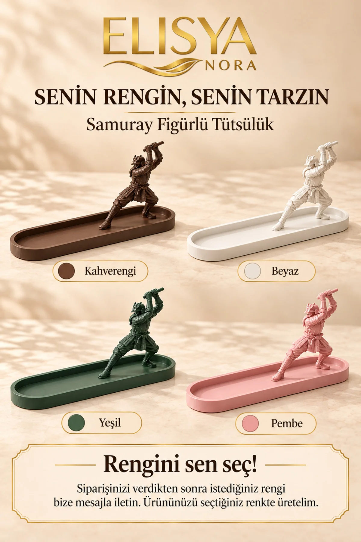 Samuray Figürlü Dekoratif Tütsülük Uzun Tablalı Tütsü Standı Samuray Figürlü Dekoratif Tütsülük Uzun Tablalı Tütsü Standı - Görsel 4