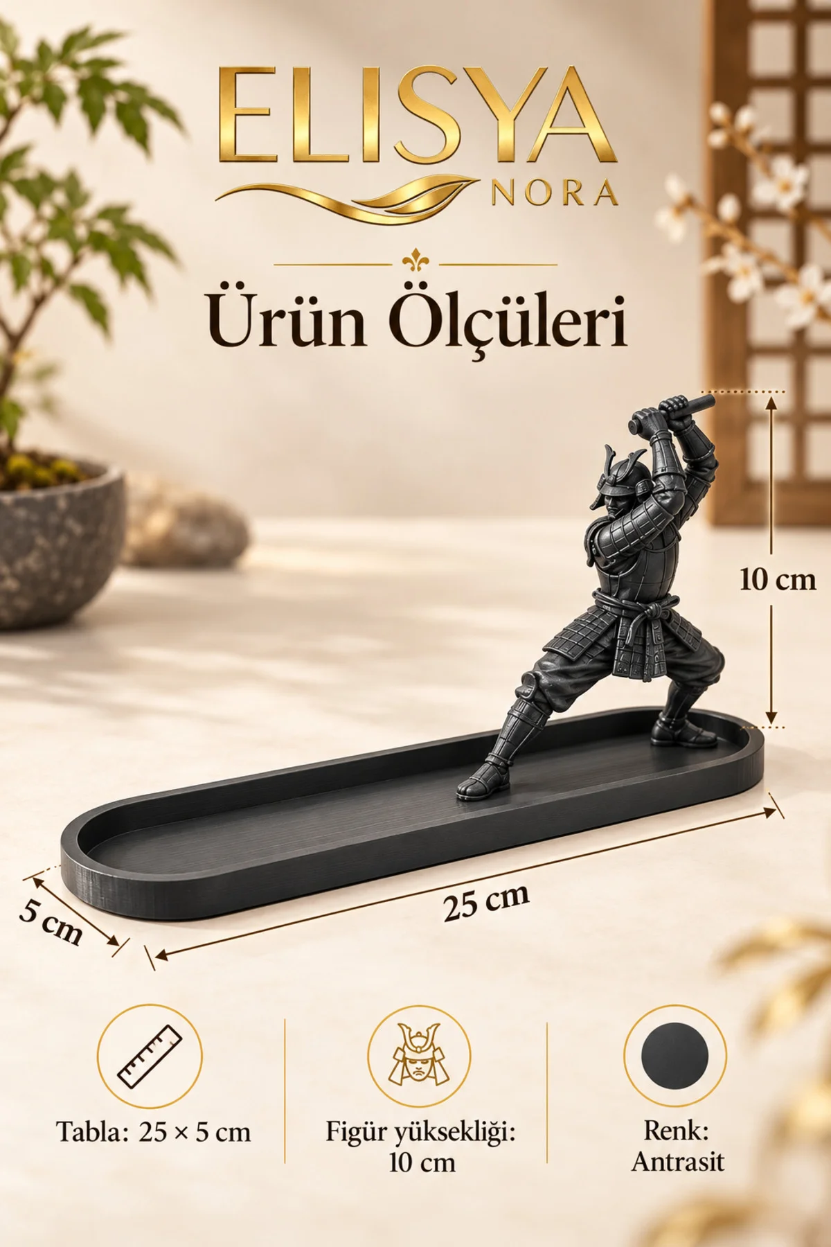 Samuray Figürlü Dekoratif Tütsülük Uzun Tablalı Tütsü Standı Samuray Figürlü Dekoratif Tütsülük Uzun Tablalı Tütsü Standı - Görsel 2