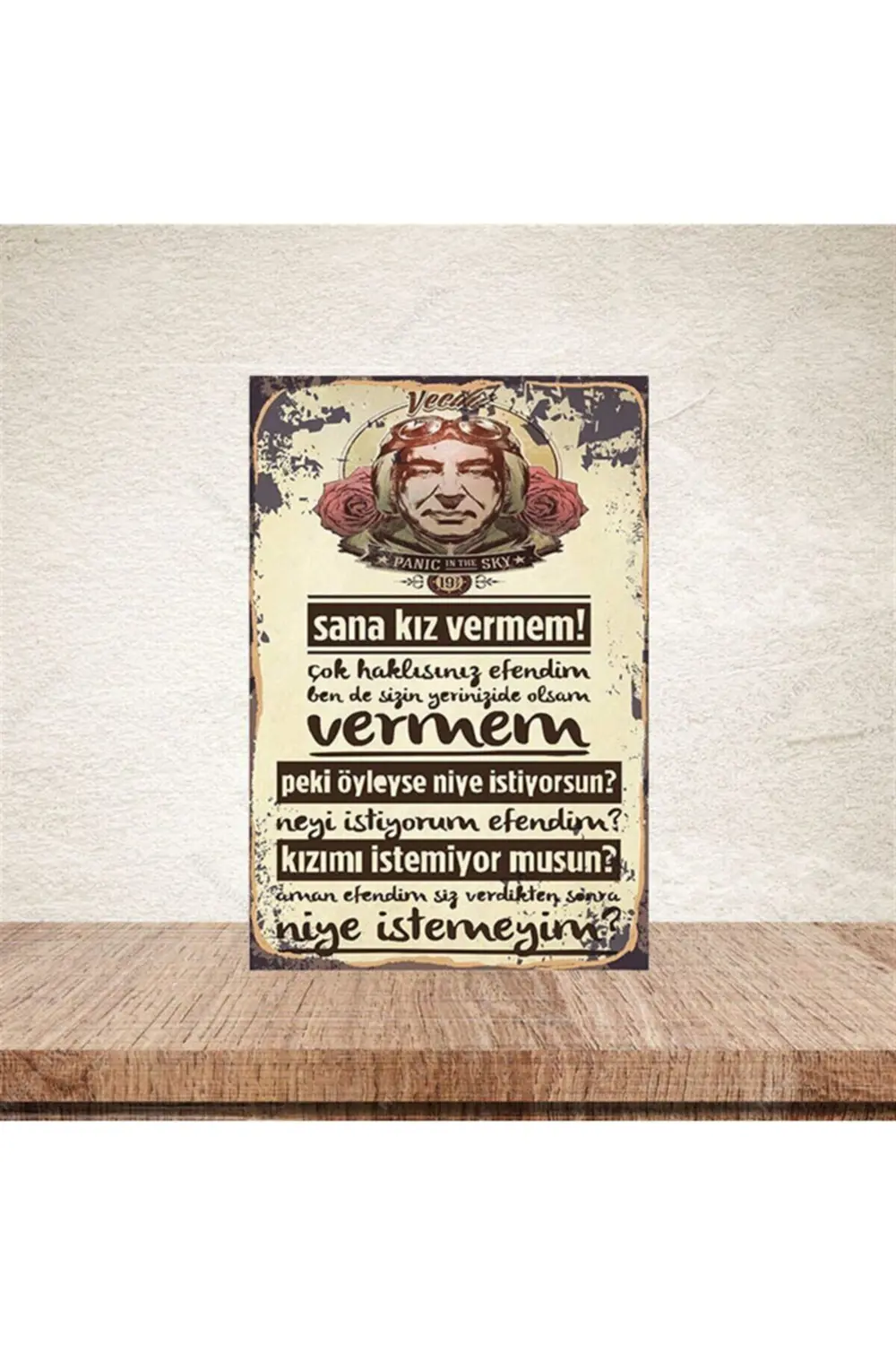 Sana Kız Vermem 20-30 Cm Retro Ahşap Poster