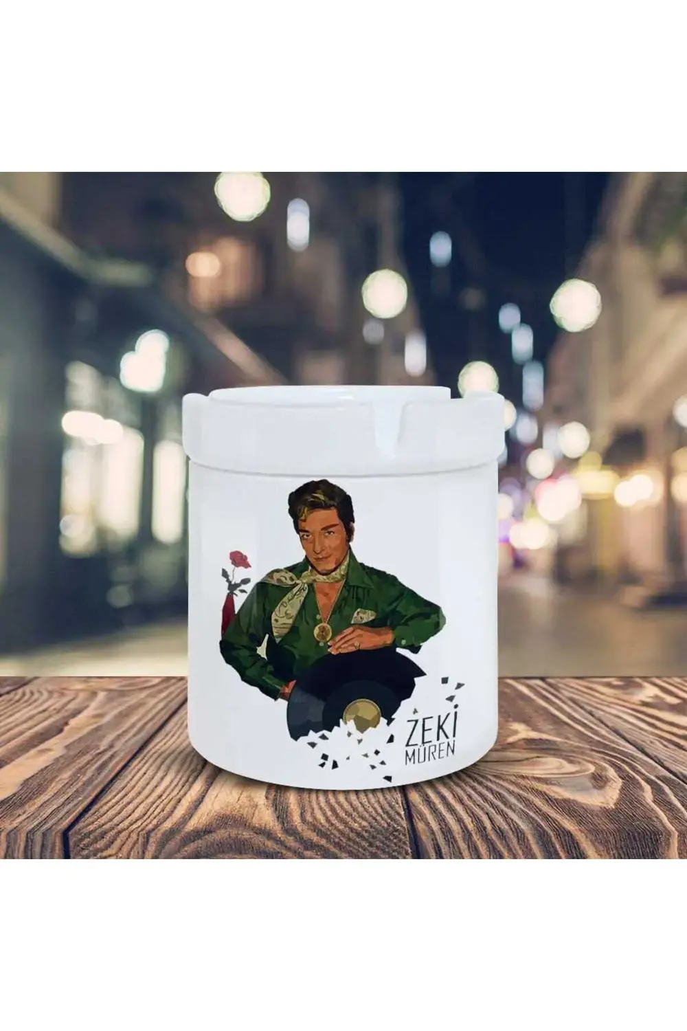 Sanat Güneşi Zeki Müren Baskılı Küllük Seramik Kül Tablası-02159