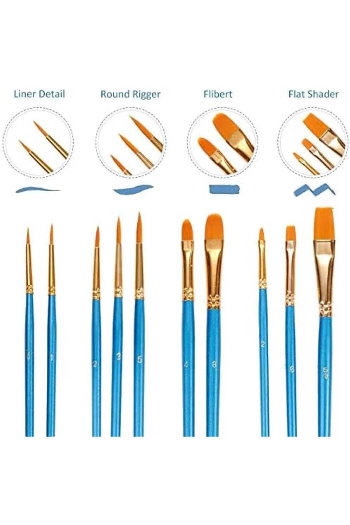 Sanatçı Fırçası Seti, 10'lu Paket Naylon Fırça, Resim, Akrilik, İ