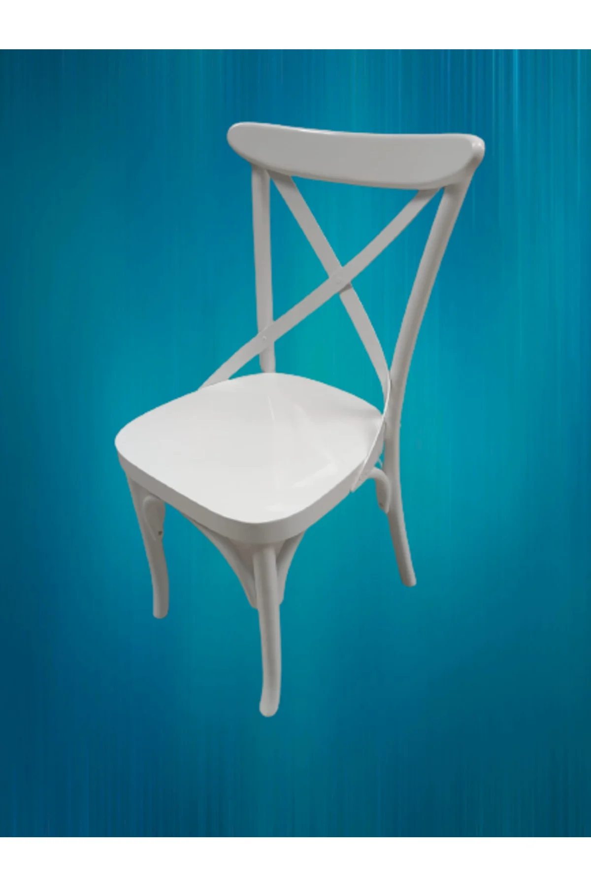 Sandalye 12419 Çapraz Klasik Bambu model Kayın RETRO Ayak Parlak Beyaz El Yapım - Görsel 3