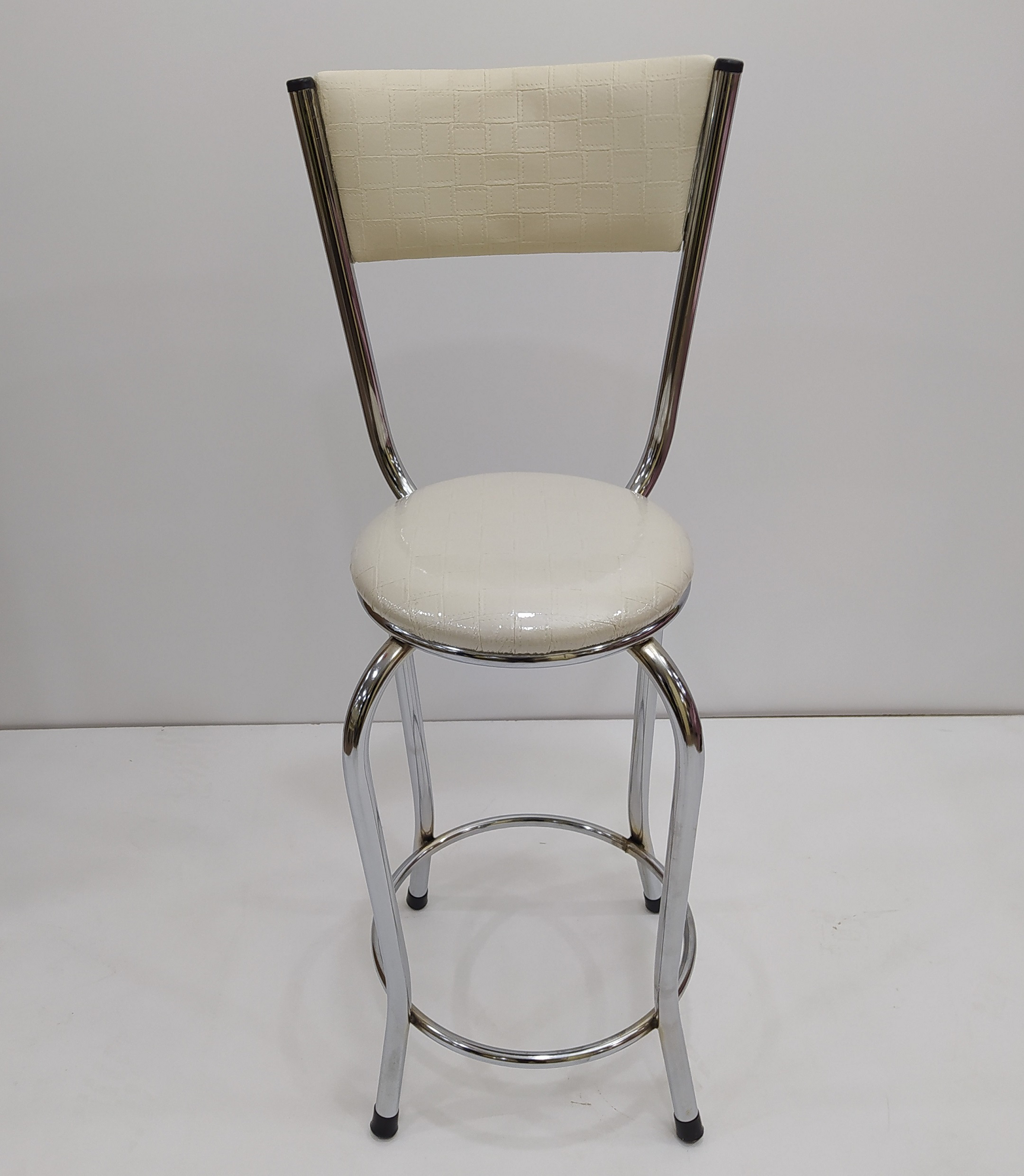 Sandalye 12751 BAR Tipi Yüksek Model KREM Suni deri döşem Metal n