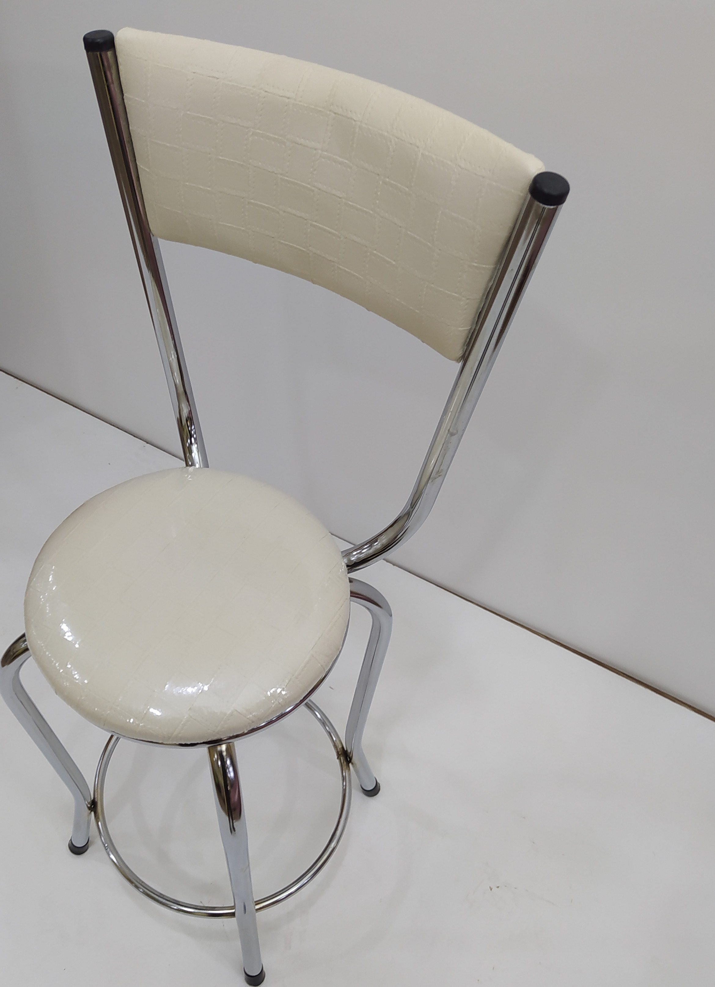 Sandalye 12751 BAR Tipi Yüksek Model KREM Suni deri döşem Metal n