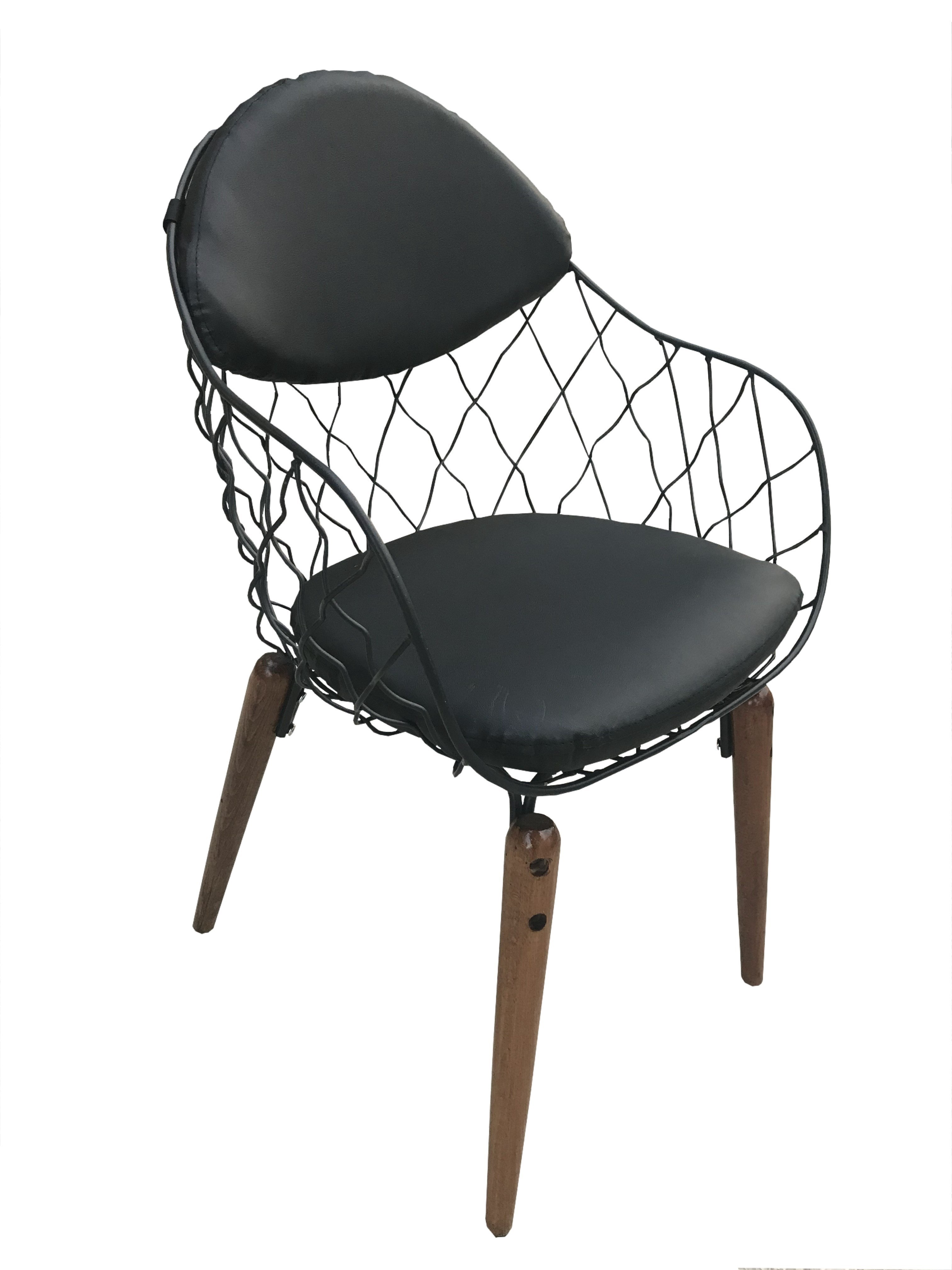 Sandalye 13716 TEL Model Metal Tel sırt Kayın RETRO Parlak ceviz 