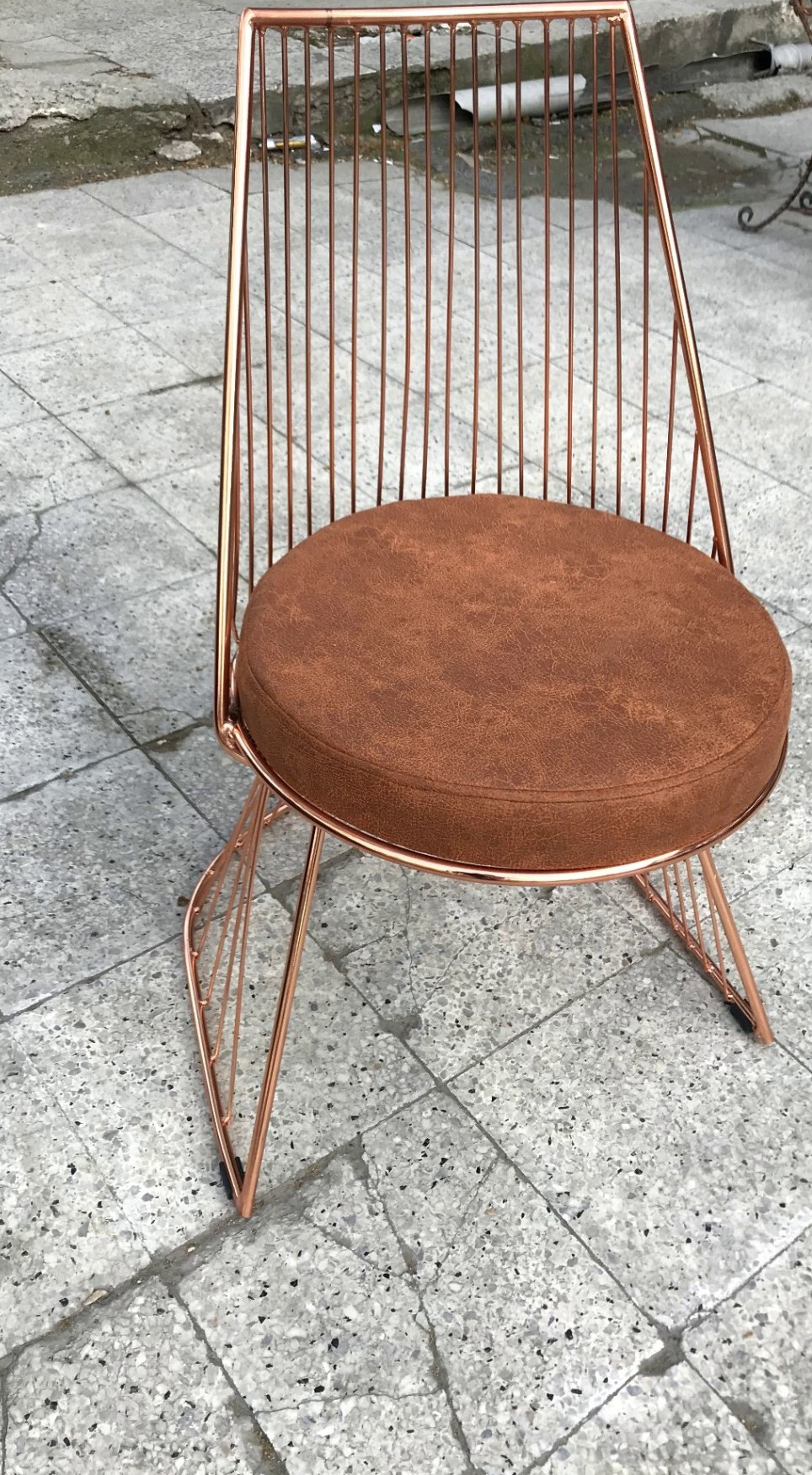 Sandalye 13799 Model Metal Çelik ROSE Bakır Kaplama sepet ayak Ba