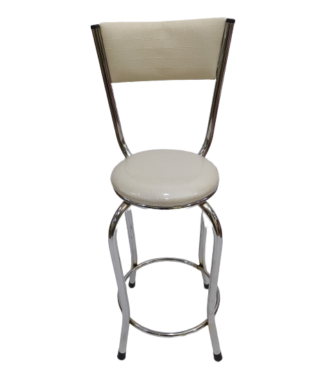 Sandalye 13995 BAR Yüksek Model KREM 1 ad Suni deri döşeme Metal 