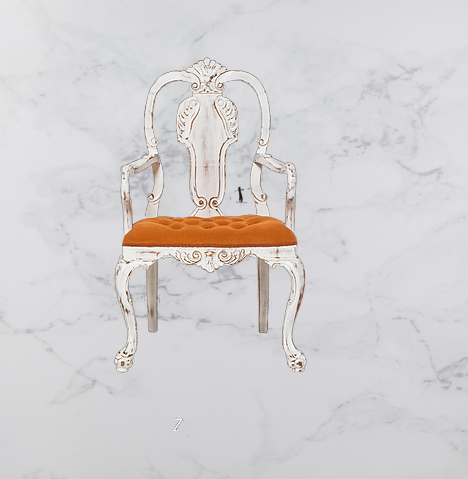 Sandalye 14225 Zus2244 176 OYMALI KRAL Lüks Kayın Aslan Beyaz Aya