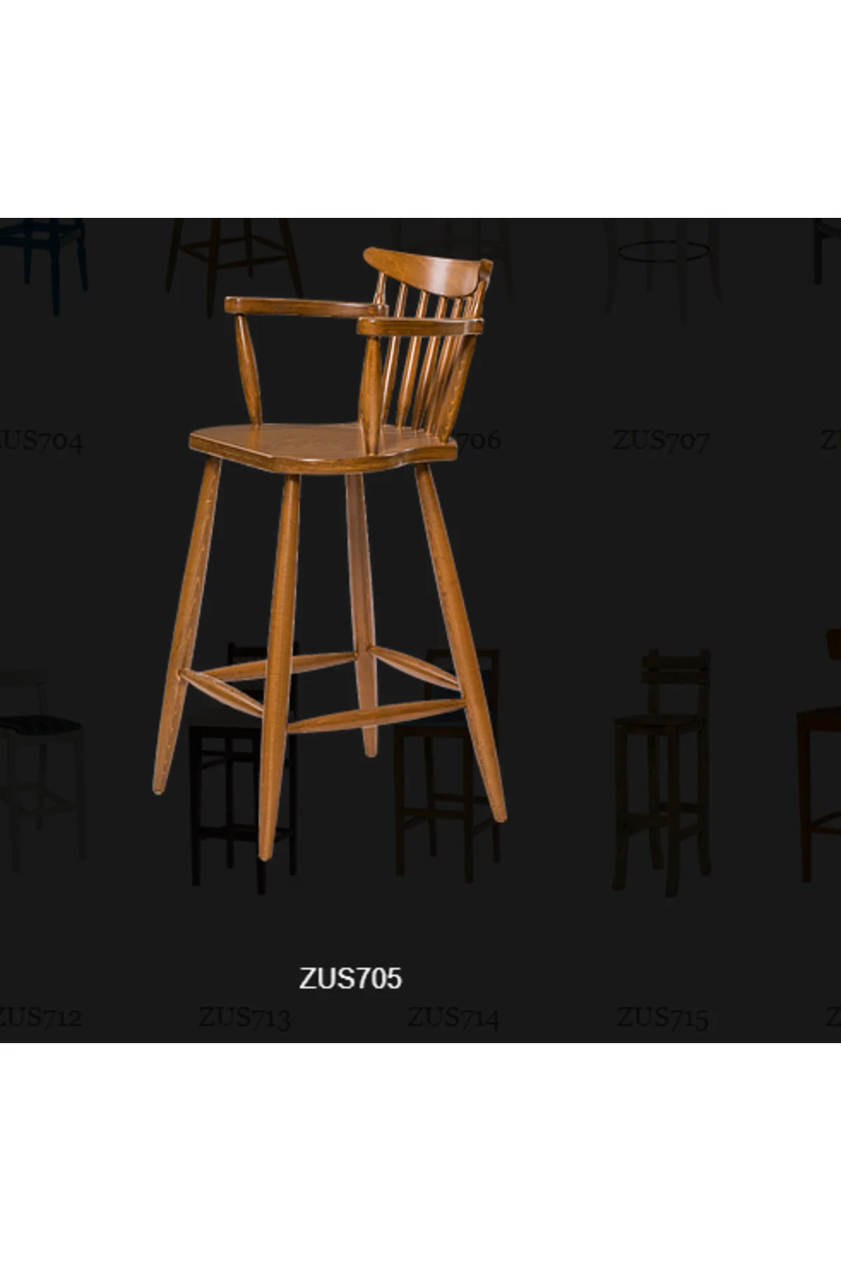 Sandalye 14228 ST Zus2293 Kafes Sırtlık Yarım-Kolçak Kayın Ayak Parlak Ceviz - Görsel 3