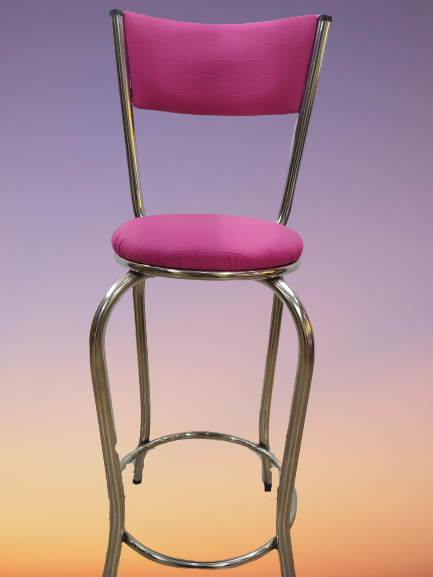 Sandalye 14572 BAR Yüksek Model Pembe FUŞYA 4 ad Metal nikelaj Su