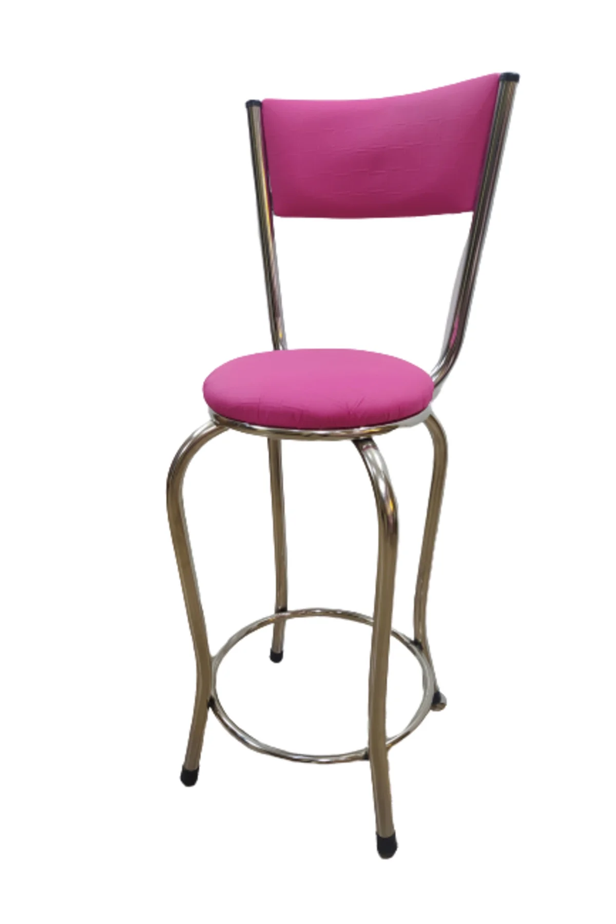 Sandalye 14572 BAR Yüksek Model Pembe FUŞYA 4 ad Metal nikelaj Suni deri döşeme Sandalye 14572 BAR Yüksek Model Pembe FUŞYA 4 ad Metal nikelaj Suni deri döşeme - Görsel 6
