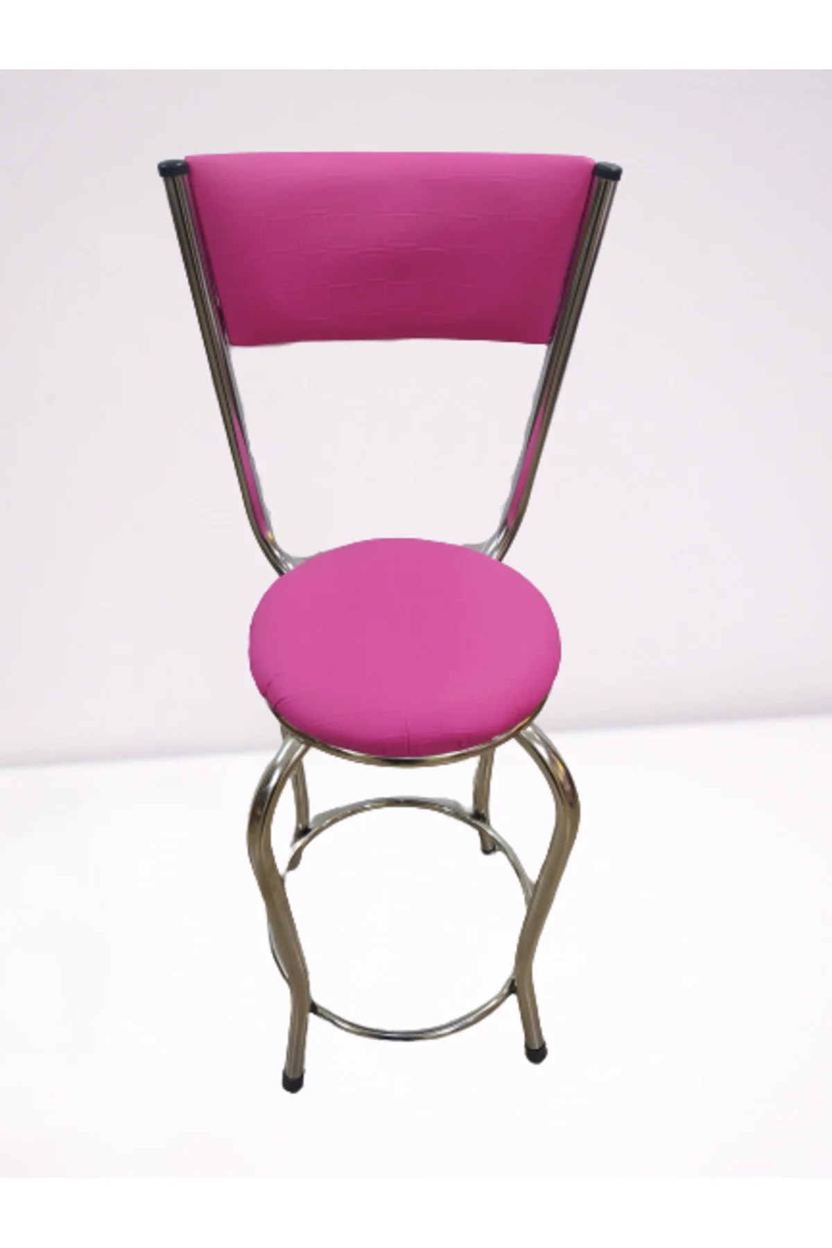 Sandalye 14572 BAR Yüksek Model Pembe FUŞYA 4 ad Metal nikelaj Suni deri döşeme Sandalye 14572 BAR Yüksek Model Pembe FUŞYA 4 ad Metal nikelaj Suni deri döşeme - Görsel 3