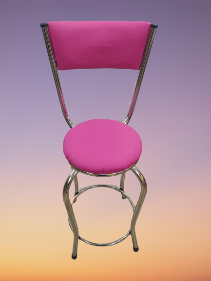 Sandalye 14572 BAR Yüksek Model Pembe FUŞYA 4 ad Metal nikelaj Su