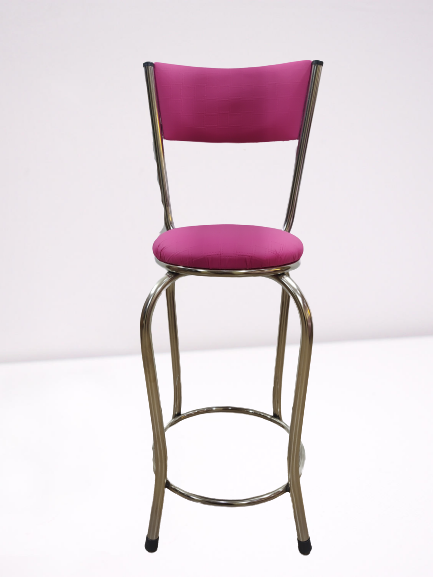 Sandalye 14572 BAR Yüksek Model Pembe FUŞYA 4 ad Metal nikelaj Su