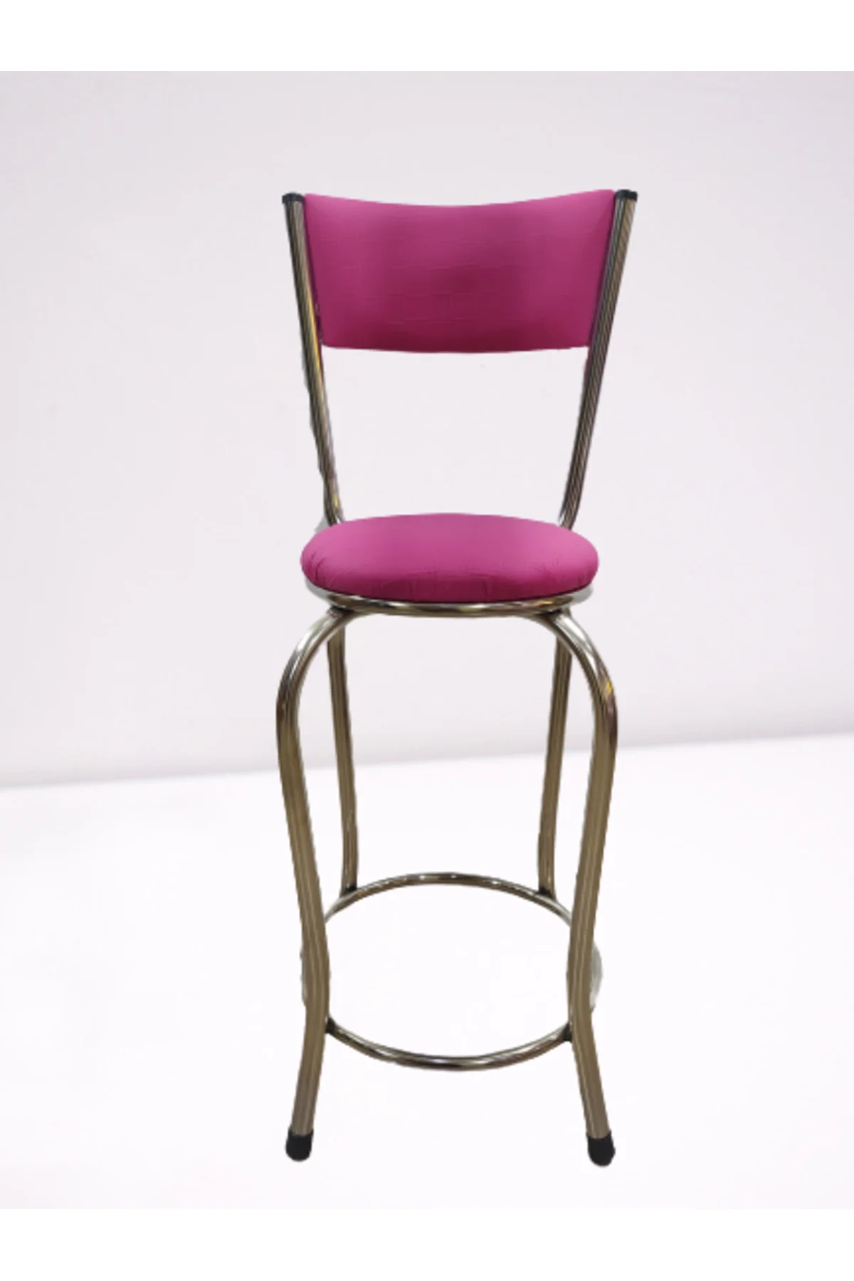 Sandalye 14572 BAR Yüksek Model Pembe FUŞYA 4 ad Metal nikelaj Suni deri döşeme Sandalye 14572 BAR Yüksek Model Pembe FUŞYA 4 ad Metal nikelaj Suni deri döşeme - Görsel 2