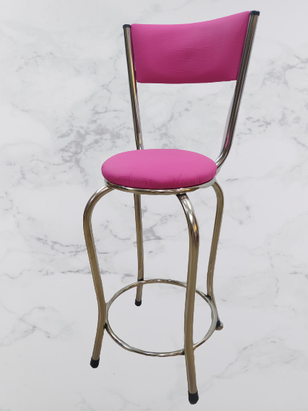 Sandalye 14572 BAR Yüksek Model Pembe FUŞYA 4 ad Metal nikelaj Su