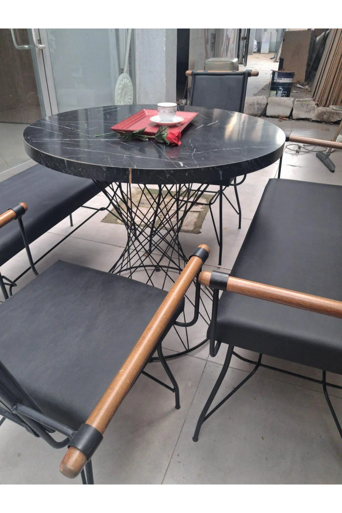 Sandalye 14575 PENYEZ Klasik Takım Model Metal Siyah fırın Suni Deri Balkon-Bahçe Sandalye 14575 PENYEZ Klasik Takım Model Metal Siyah fırın Suni Deri Balkon-Bahçe - Görsel 8