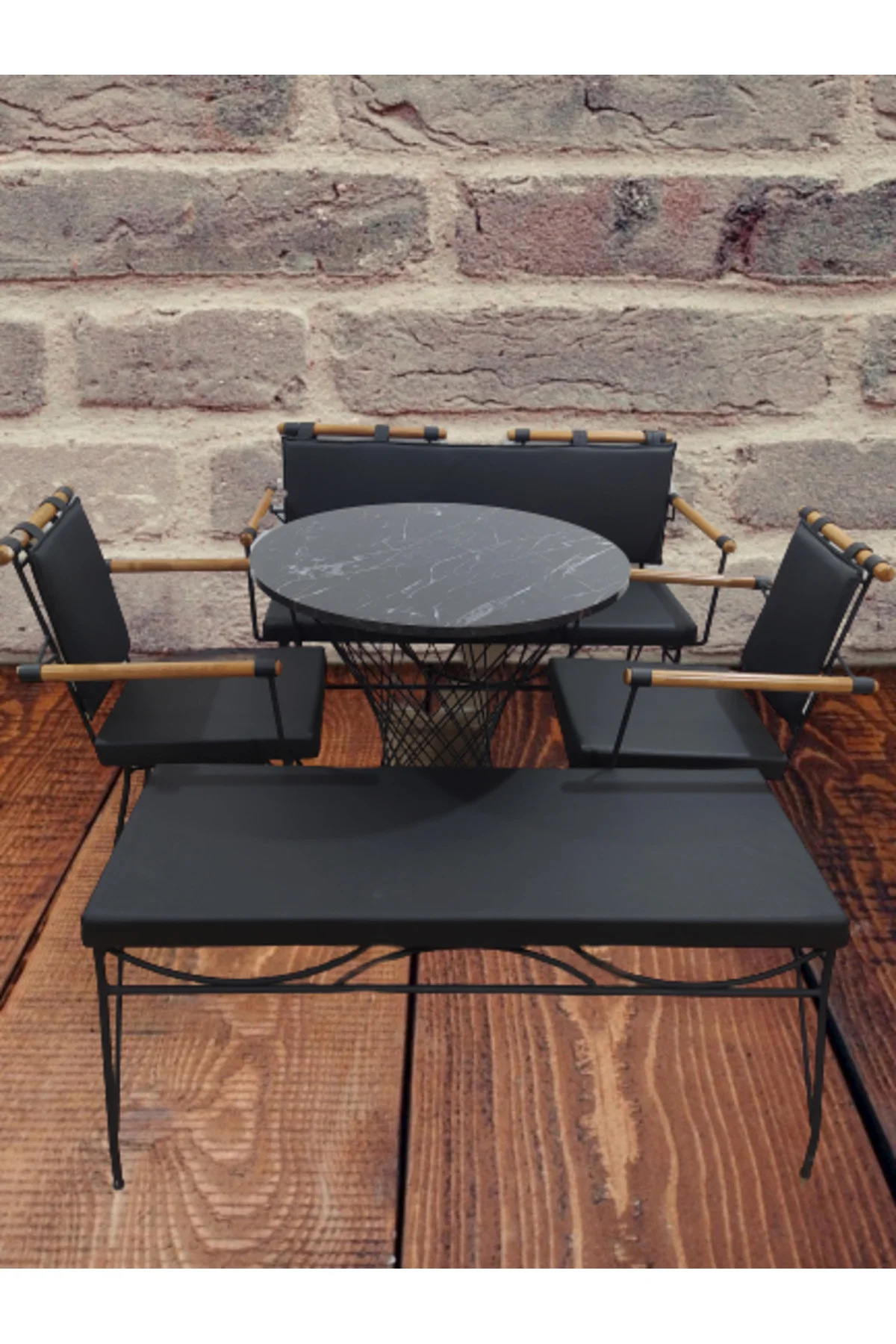 Sandalye 14575 PENYEZ Klasik Takım Model Metal Siyah fırın Suni Deri Balkon-Bahçe Sandalye 14575 PENYEZ Klasik Takım Model Metal Siyah fırın Suni Deri Balkon-Bahçe