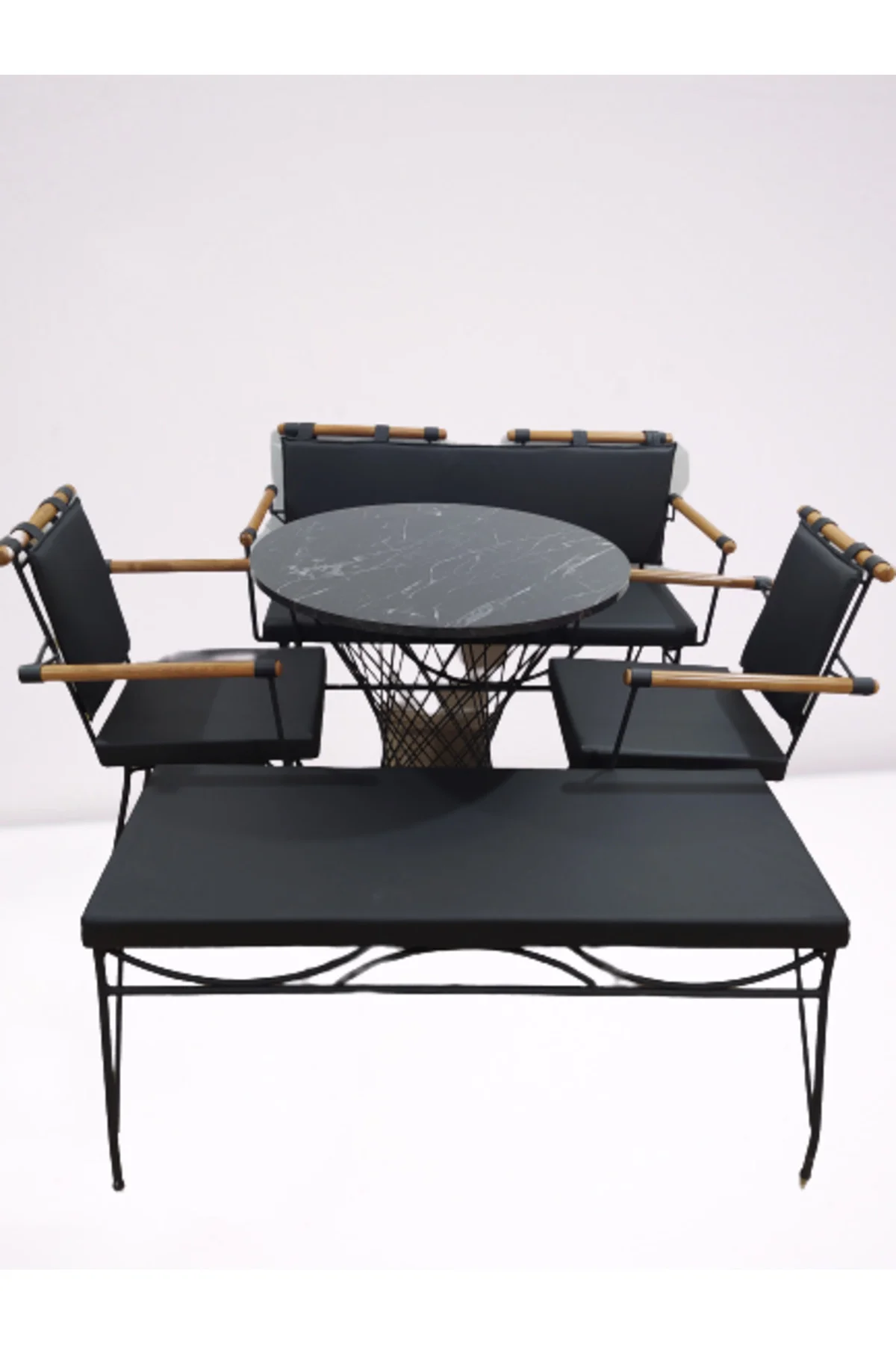 Sandalye 14575 PENYEZ Klasik Takım Model Metal Siyah fırın Suni Deri Balkon-Bahçe Sandalye 14575 PENYEZ Klasik Takım Model Metal Siyah fırın Suni Deri Balkon-Bahçe - Görsel 2