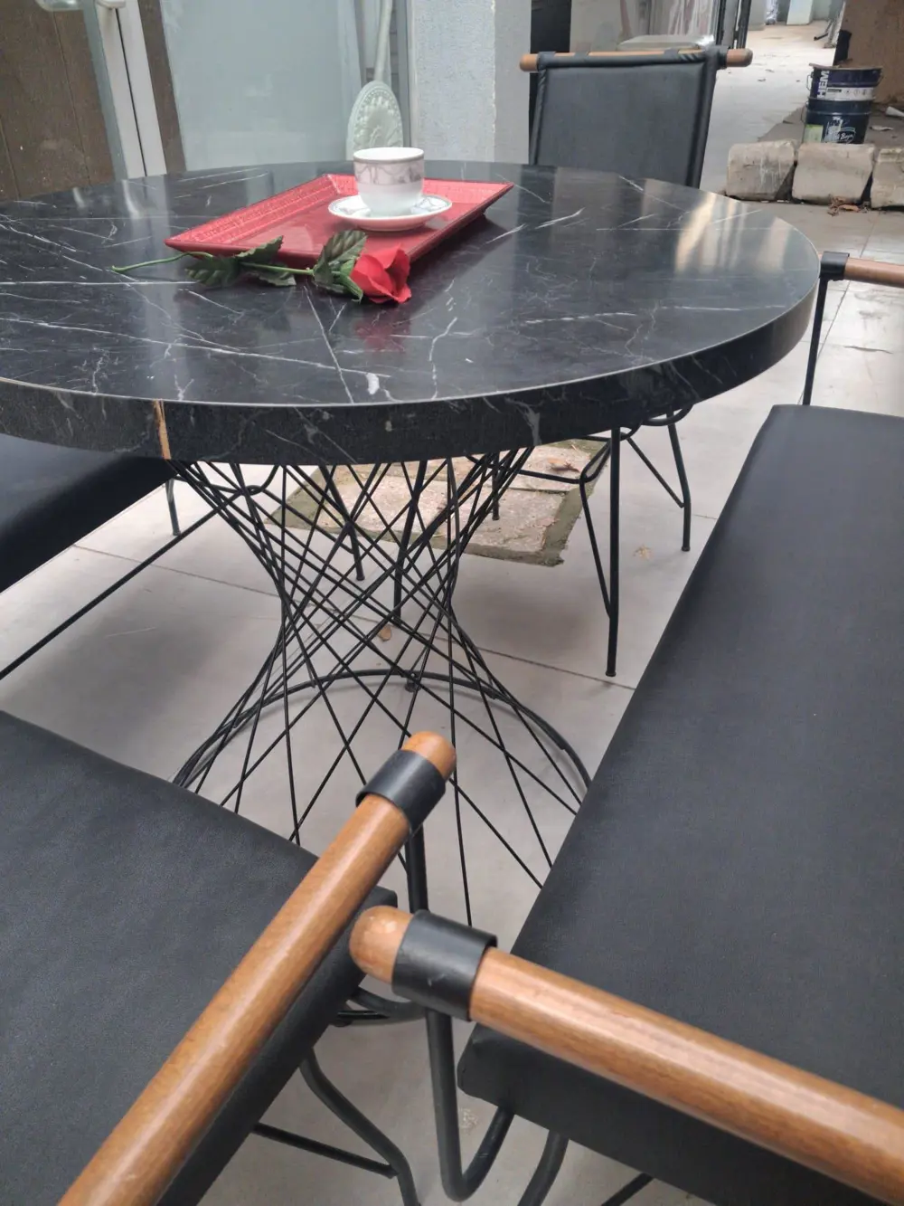 Sandalye 14575 PENYEZ Klasik Takım Model Metal Siyah fırın Suni D