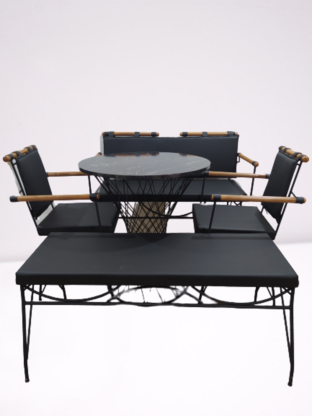 Sandalye 14575 PENYEZ Klasik Takım Model Metal Siyah fırın Suni D