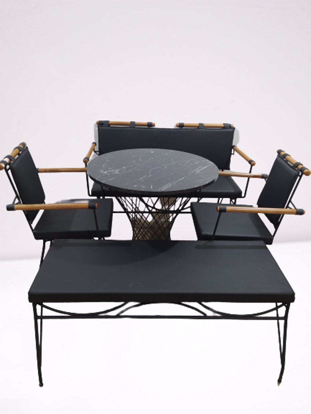 Sandalye 14575 PENYEZ Klasik Takım Model Metal Siyah fırın Suni D