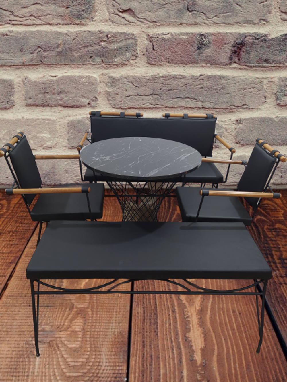 Sandalye 14575 PENYEZ Klasik Takım Model Metal Siyah fırın Suni D