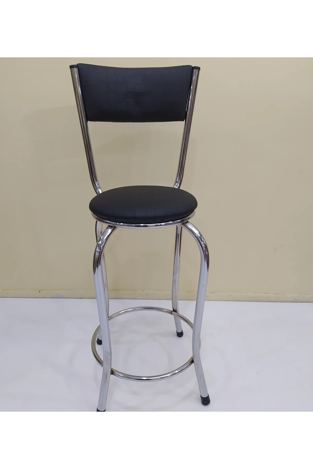 Sandalye 17868 BAR Yüksek Model Siyah 1ad Metal Çelik nikelaj Suni Deri El Yapı Sandalye 17868 BAR Yüksek Model Siyah 1ad Metal Çelik nikelaj Suni Deri El Yapı