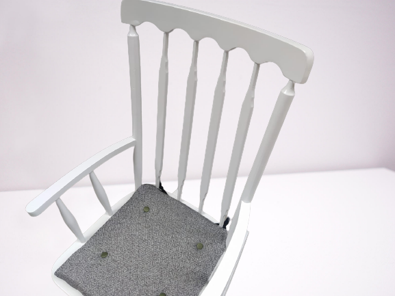 Sandalye 18449 Sallanan Bambu Kayın Ayak parlak Beyaz Lake kumaş 