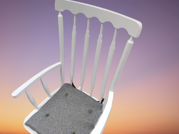 Sandalye 18449 Sallanan Bambu Kayın Ayak parlak Beyaz Lake kumaş 