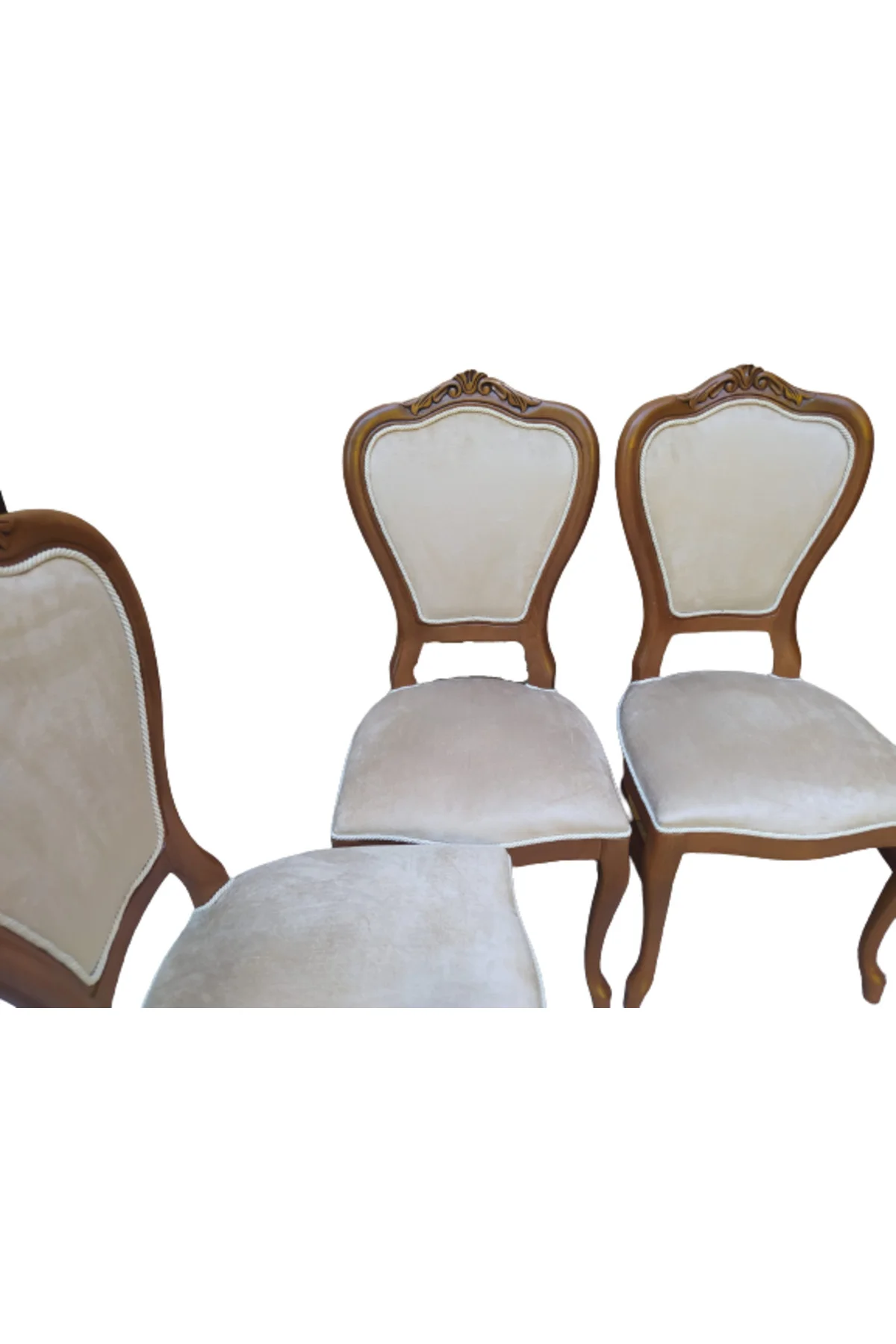 Sandalye 18485 Ceviz Klasik Model Kayın ASLAN Ayak Oyma Ceviz babayface kumaş - Görsel 6