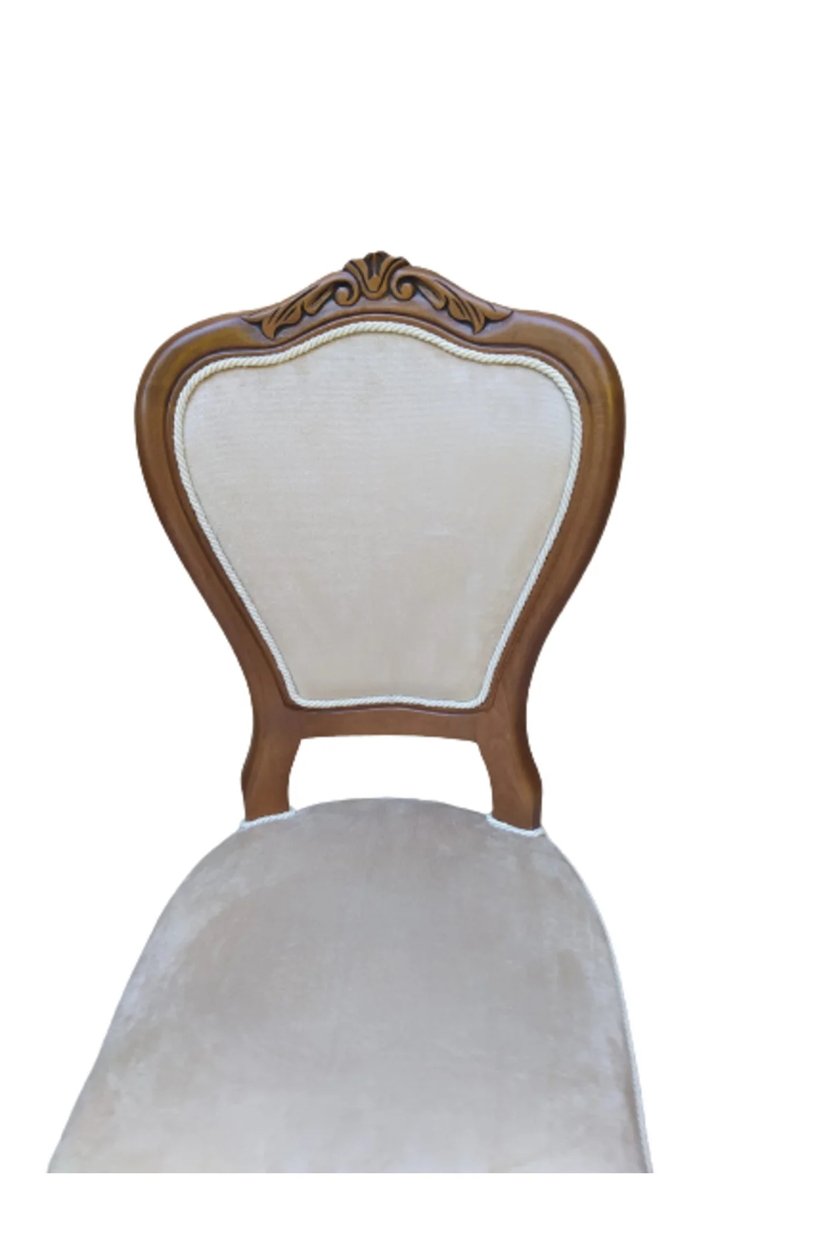 Sandalye 18496 Klasik Model Kayın Aslan ayak ceviz babyface kumaş Oyma El yapım - Görsel 7