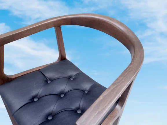 Sandalye 19632 ST Kayın Ahşap Tam Kolçaklı Model ZUS139 Suni Deri