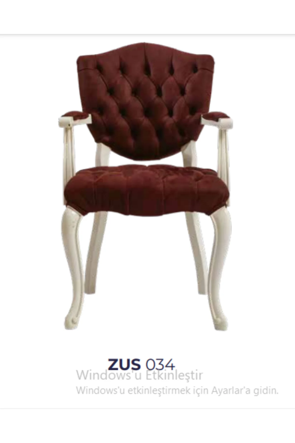 Sandalye 19771 Zus 2145 Kapiton Model Kolçak Beyaz Babyface Bordo Kumaş El Yapım Sandalye 19771 Zus 2145 Kapiton Model Kolçak Beyaz Babyface Bordo Kumaş El Yapım - Görsel 7