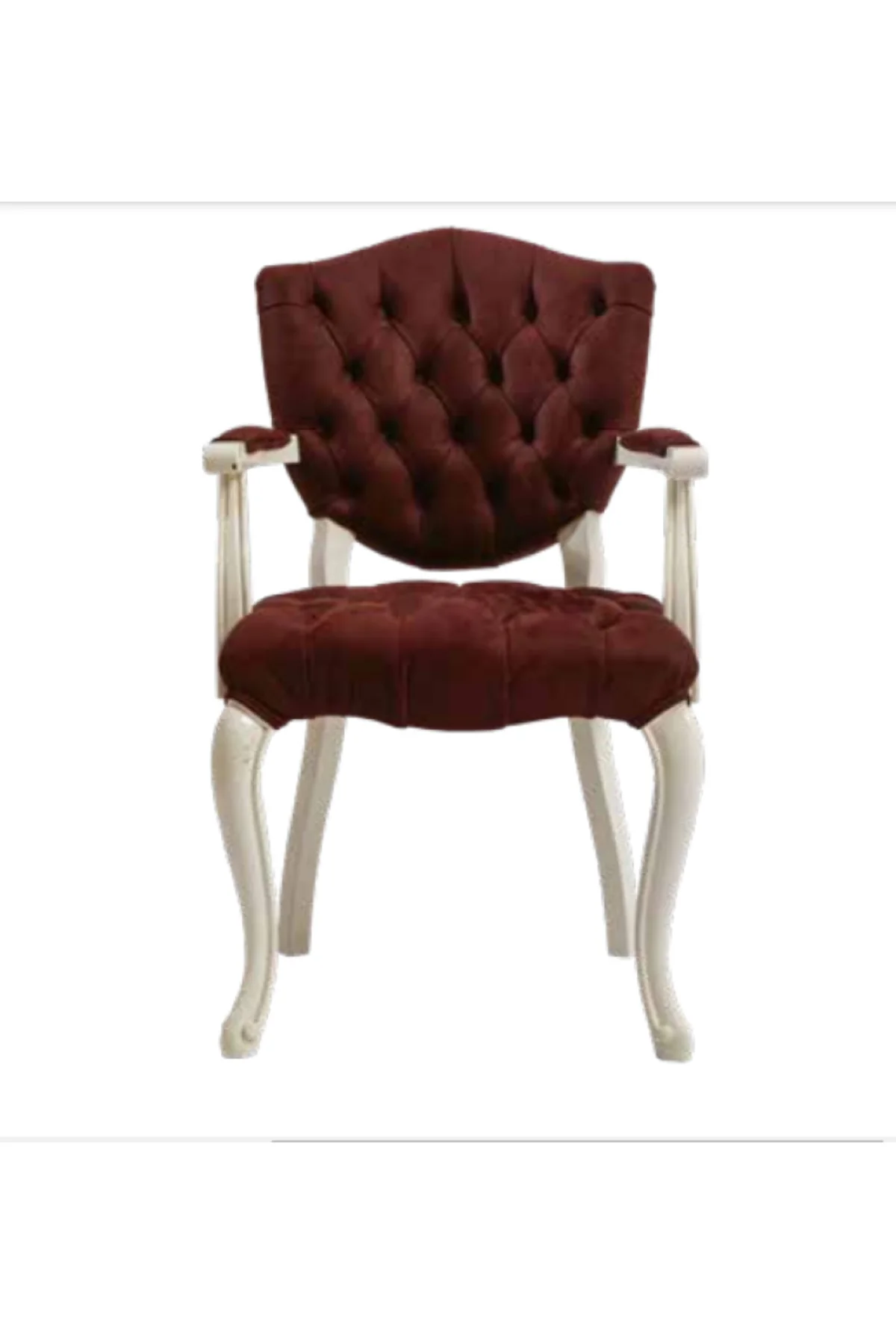 Sandalye 19771 Zus 2145 Kapiton Model Kolçak Beyaz Babyface Bordo Kumaş El Yapım Sandalye 19771 Zus 2145 Kapiton Model Kolçak Beyaz Babyface Bordo Kumaş El Yapım