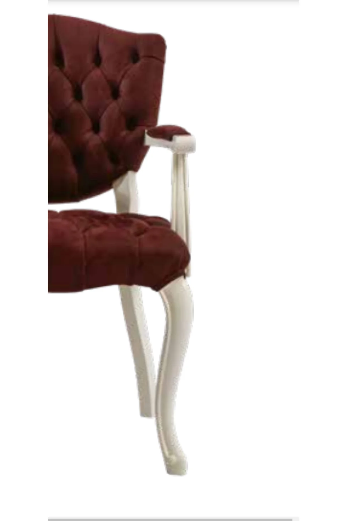 Sandalye 19771 Zus 2145 Kapiton Model Kolçak Beyaz Babyface Bordo Kumaş El Yapım Sandalye 19771 Zus 2145 Kapiton Model Kolçak Beyaz Babyface Bordo Kumaş El Yapım - Görsel 2