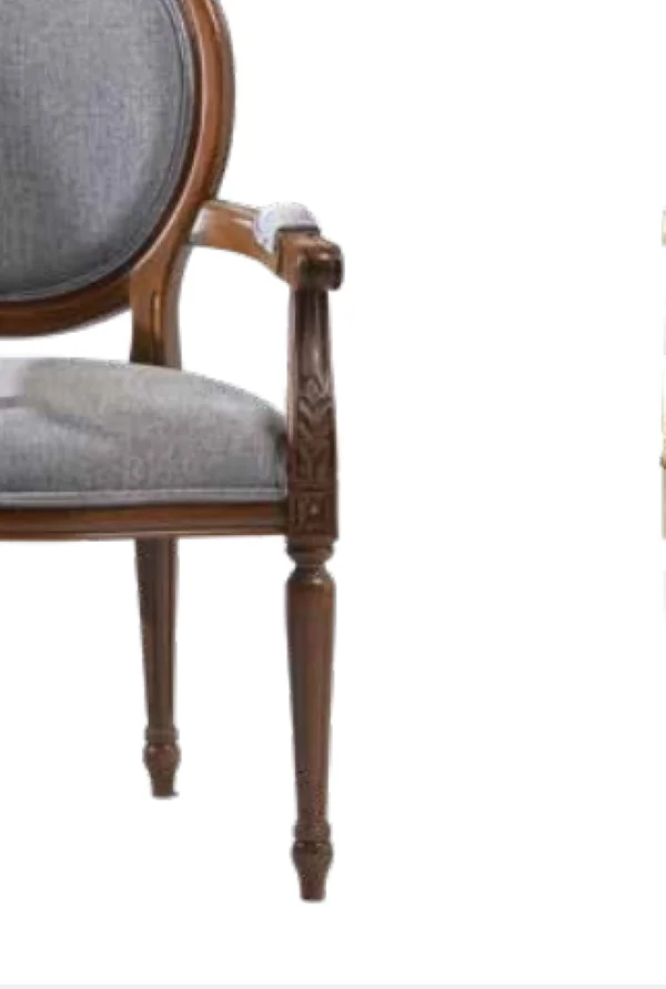 Sandalye 19773 Zus 2150 Model kolçak oyma Madalyon Model Gri Kuma