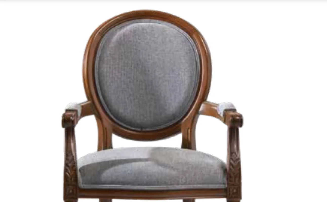 Sandalye 19773 Zus 2150 Model kolçak oyma Madalyon Model Gri Kuma